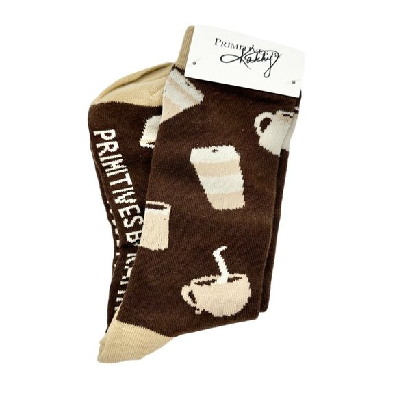 Primitives by Kathy Life Begins After Coffee Box Sign & Socks Gift Set NWT - Picture 9 of 10